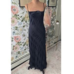 Beautiful Vintage 100% Silk Black Victoria's Secret Sheer Black Slip Dress Sz XL